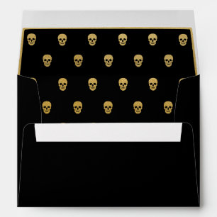 Gold Foil Skull.  All Black Envelopes