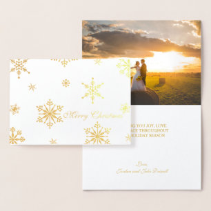 Gold Foil Snowflake Merry Christmas Photo Card