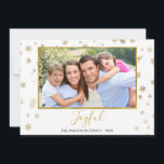 Gold Foil Snowflakes Joyful Christmas Photo Card<br><div class="desc">Faux Gold Foil Snowflakes Joyful Christmas - Holiday Photo Card. The picture,  date and family name can be replaced on the Gold Foil Winter Snowflakes Card.</div>