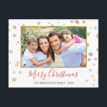 Gold Foil Snowflakes Merry Christmas Photo Card<br><div class="desc">Faux Gold Foil Snowflakes Merry Christmas - Holiday Photo Card. The picture,  date and family name can be replaced on this simple and elegant Christmas Photo Card.</div>