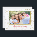 Gold Foil Snowflakes Merry Christmas Photo Card<br><div class="desc">Faux Gold Foil Snowflakes Merry Christmas - Holiday Photo Card. The picture,  date and family name can be replaced on this simple and elegant Christmas Photo Card.</div>