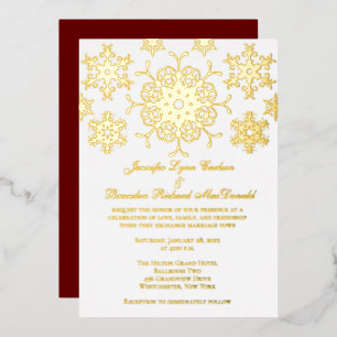 Gold Foil Snowflakes Wedding Invite