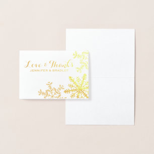 Gold Foil Snowflakes Winter Wedding Thank you Foil Card