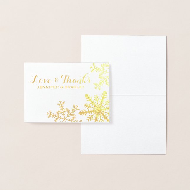 Gold Foil Snowflakes Winter Wedding Thank you Foil Card (Display)