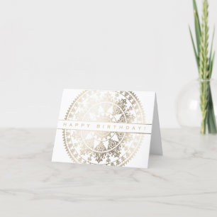 Gold Foil Solar Mandala Happy Birthday Card