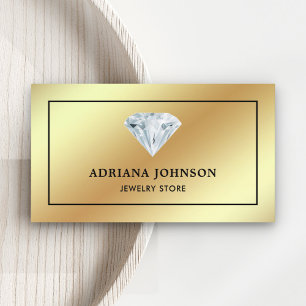 Gold Foil Solitaire Diamond Jewellery Store Jewell Business Card