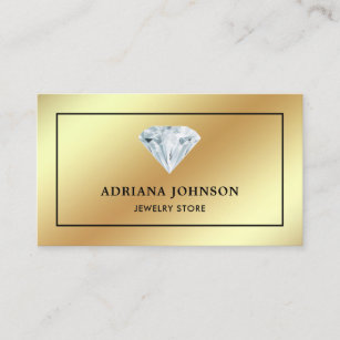 Gold Foil Solitaire Diamond Jewellery Store Jewell Business Card
