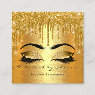 Gold Foil Spark Makeup Artist Lashes Logo Lux Square Business Card