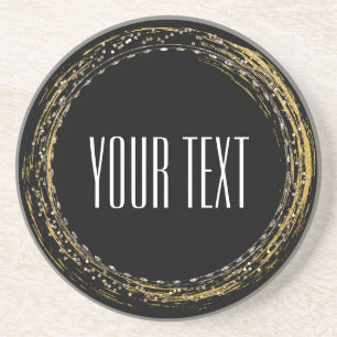 Gold Foil & Sparkle Glamour Circle Drink Coasters