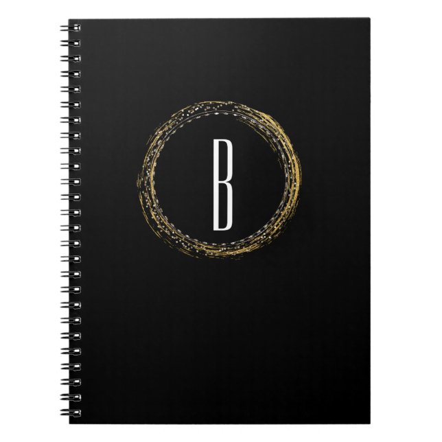 Gold Foil Sparkle Glamour Circle Notebook Journal (Front)