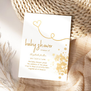 Gold Foil Splash Simple Boy Girl Baby Shower Invitation