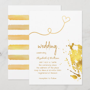 Gold Foil Splash Simple Wedding Shower Invitation