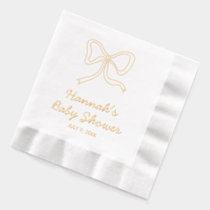 Gold Foil Stamped Baby Shower Bow Coquette Napkins