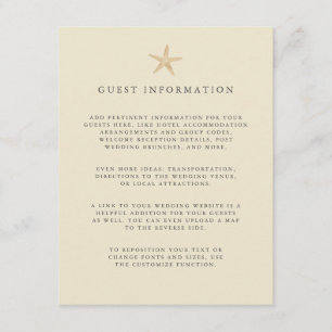 Gold foil Starfish coastal wedding guest Details Enclosure Card