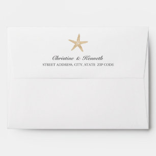 Gold Foil Starfish Elegant Ocean Beach wedding Env Envelope