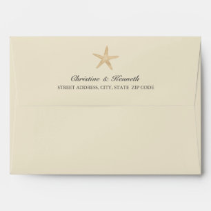 Gold Foil Starfish Elegant Ocean Beach wedding Envelope