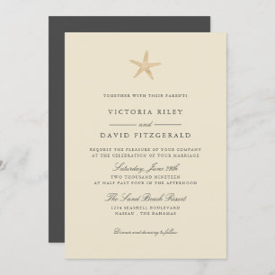 Gold Foil Starfish Elegant Ocean Beach wedding Invitation