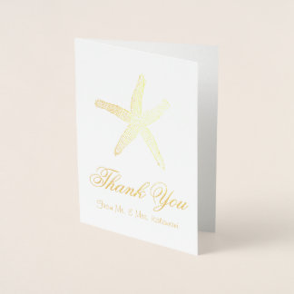 Gold Foil Starfish Thank You Cards