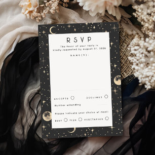 Gold Foil Stars Celestial Wedding RSVP Card