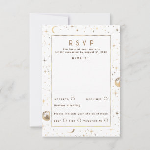 Gold Foil Stars Celestial Wedding RSVP Card