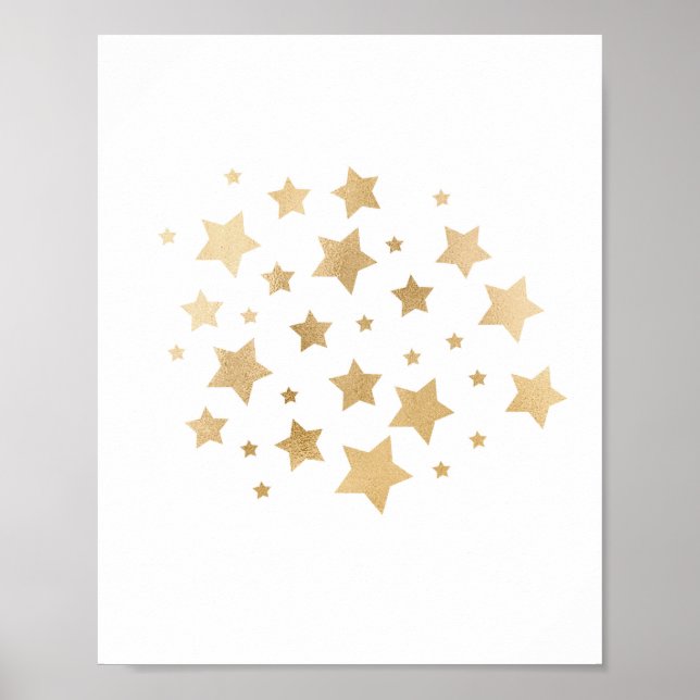 Gold Foil Stars Glitter Nursery Wall Art (Front)