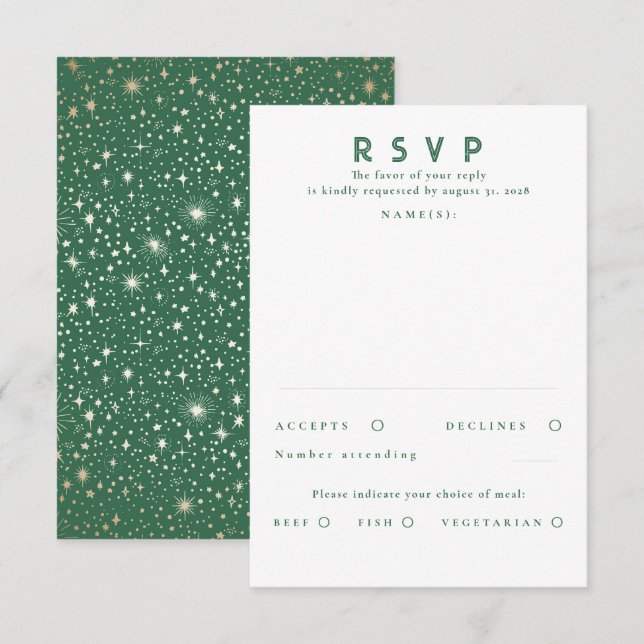 Gold Foil Stars Modern Wedding RSVP (Front/Back)