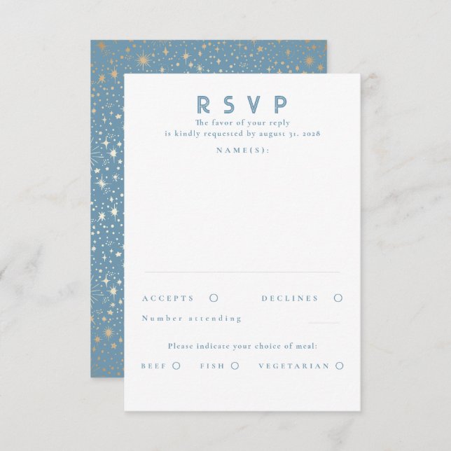 Gold Foil Stars Modern Wedding RSVP (Front/Back)