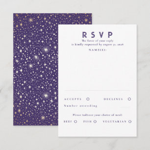 Gold Foil Stars Modern Wedding RSVP Card