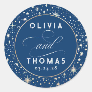 Gold Foil Stars Mystical Celestial Wedding Classic Round Sticker