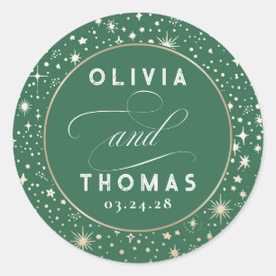Gold Foil Stars Mystical Celestial Wedding Classic Round Sticker
