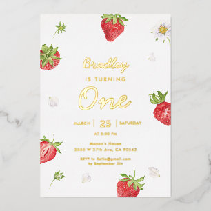 Gold Foil Strawberry Girl First Birthday