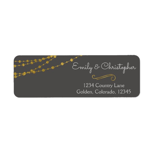 Gold Foil String Lights and Script Wedding (Front)