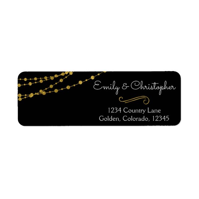 Gold Foil String Lights and Script Wedding (Front)