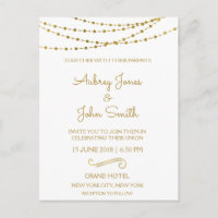 Gold Foil String Lights and Script Wedding