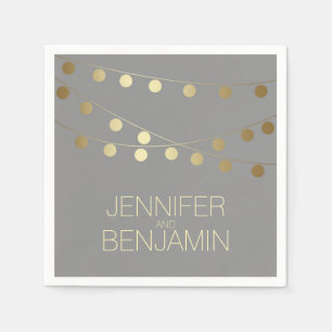 gold foil string lights wedding napkin
