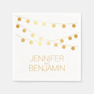 gold foil string lights wedding napkin