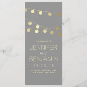 Gold Foil String Lights Wedding Programs Programme