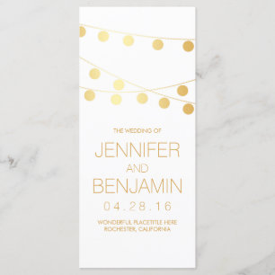 Gold Foil String Lights Wedding Programs Programme