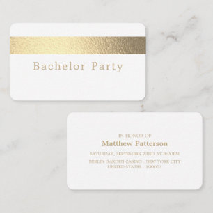 Gold Foil Stripe, Bachelor Party Ticket Invitation