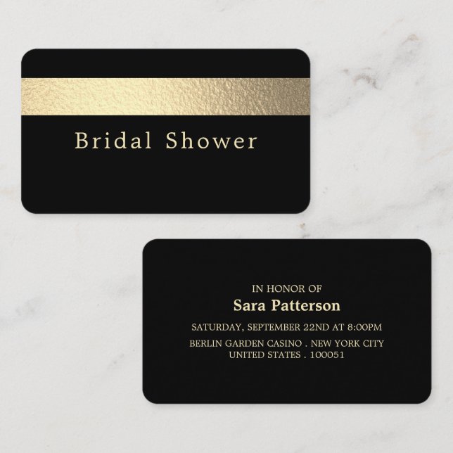 Gold Foil Stripe, Bridal Shower Ticket Invitation (Front/Back)