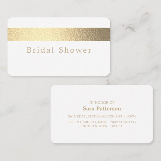 Gold Foil Stripe, Bridal Shower Ticket Invitation (Front/Back)