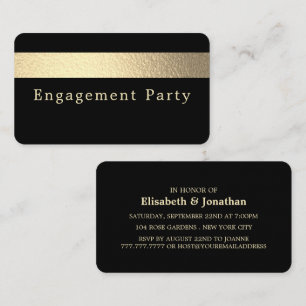 Gold Foil Stripe, Engagement Party Ticket Invite