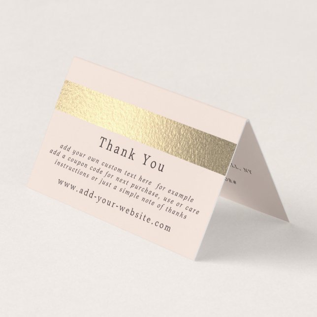 Gold Foil Stripe Minimalist Logo Thank You Card (Front)