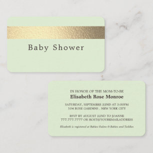 Gold Foil Stripe, Mint Green Baby Shower Ticket
