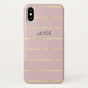Gold Foil Stripes and Blush Pink Mobile Phone Case