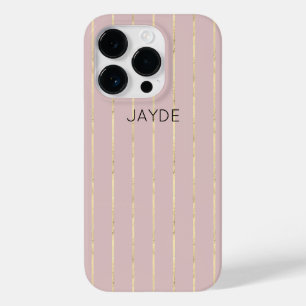 Gold Foil Stripes and Blush Pink Mobile Phone Case
