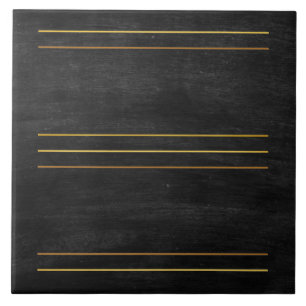Gold Foil Stripes Black Charcoal Ceramic Tile