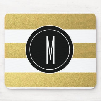 GOLD FOIL STRIPES | BLACK MONOGRAM MOUSE MAT
