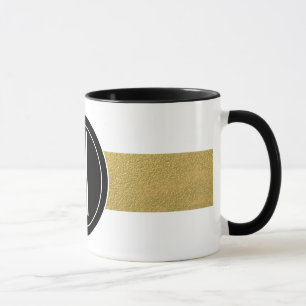 GOLD FOIL STRIPES   BLACK MONOGRAM MUG