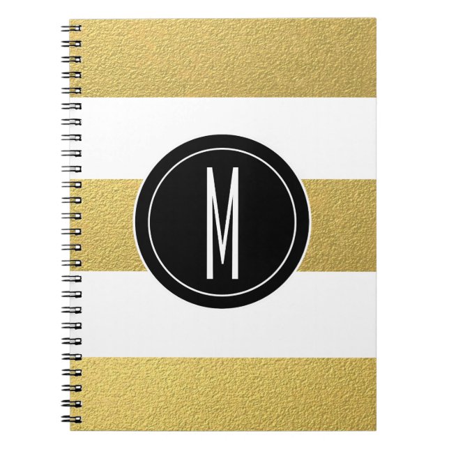 GOLD FOIL STRIPES | BLACK MONOGRAM NOTEBOOK (Front)